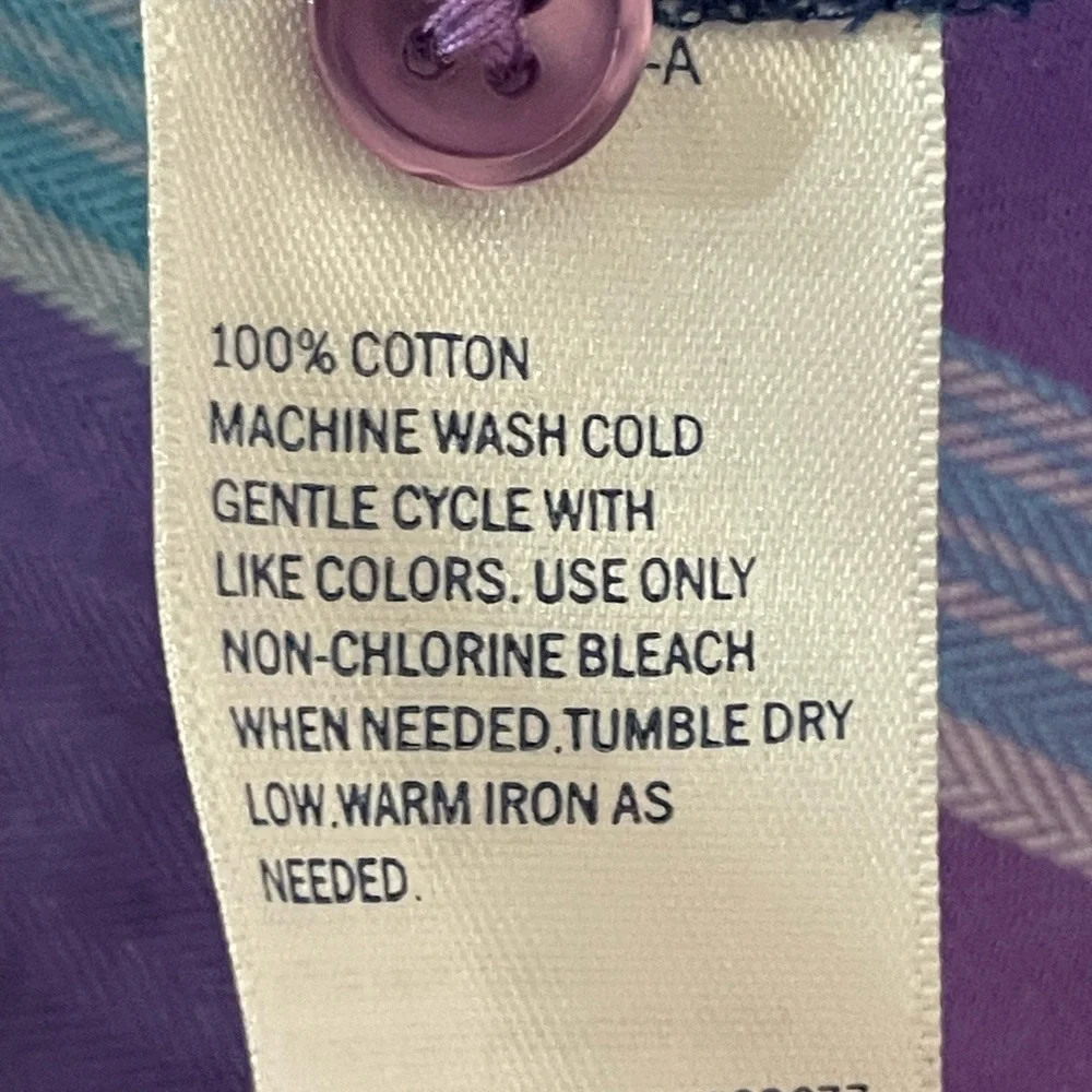 St. John's Bay Purple Plaid Button Down Shirt - Picture 7 of 7